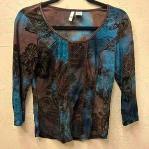 Fairy Y2K Sami + Jo top small. Velvet floral burnout Whimsigoth corset style